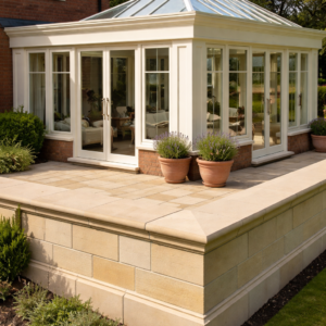 Image of flat scotch flat with decorative edge coping stone